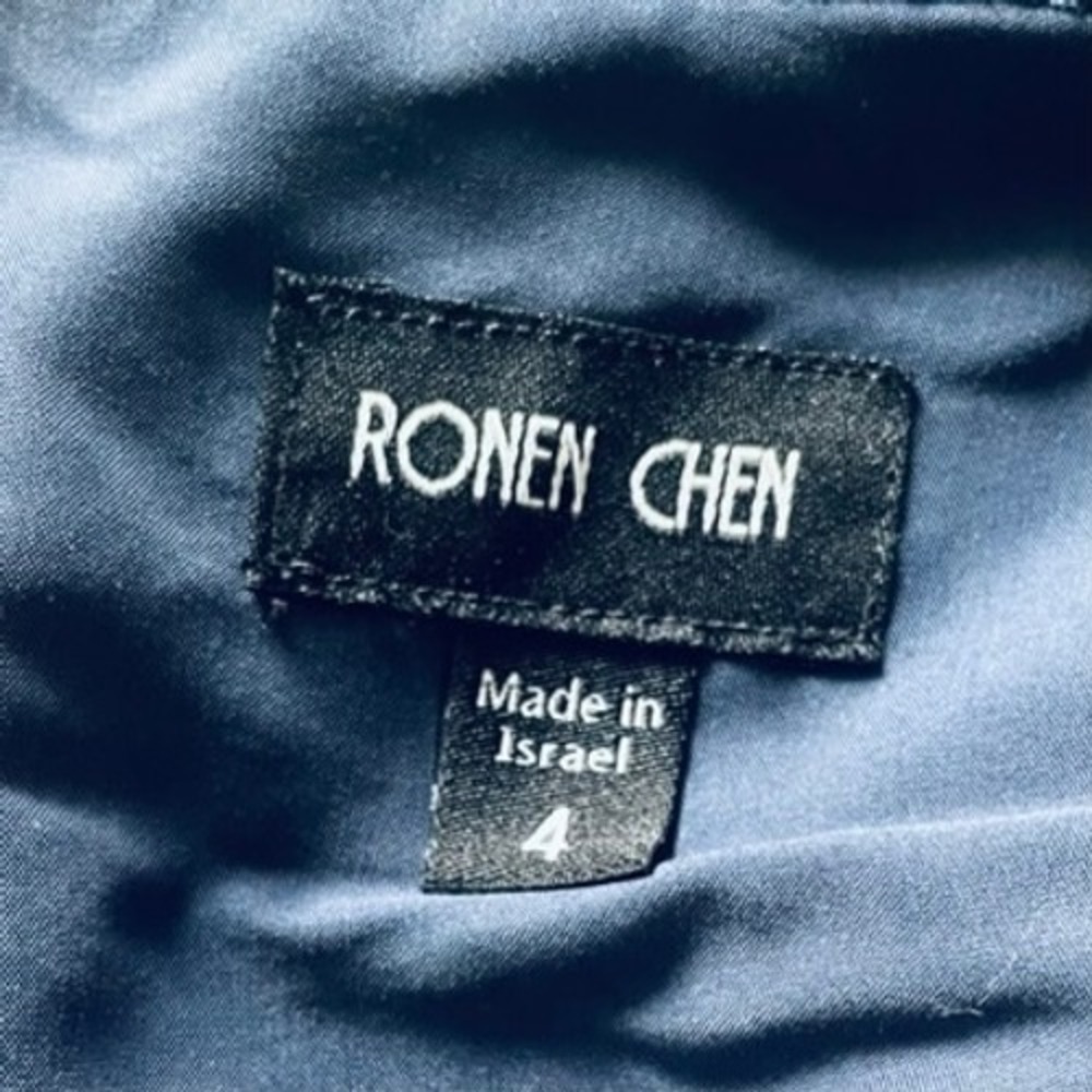 Ronen Chen Navy Blue Sleeveless Pleated Midi Dress‎ with Pockets 4 - Picture 6 of 6